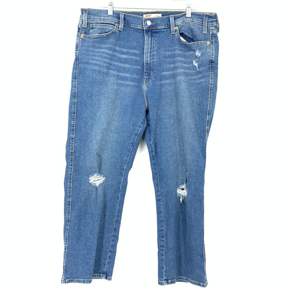 Levi Strauss & Co. Heritage Jeans Womens 20 Blue High Rise Straight Distressed